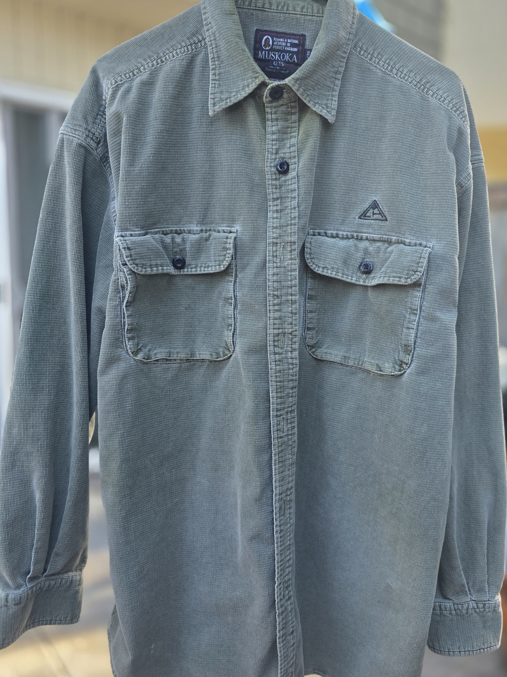 Men’s Casual Muskoka Lake Corduroy Button-Down Shirt - Olive Green